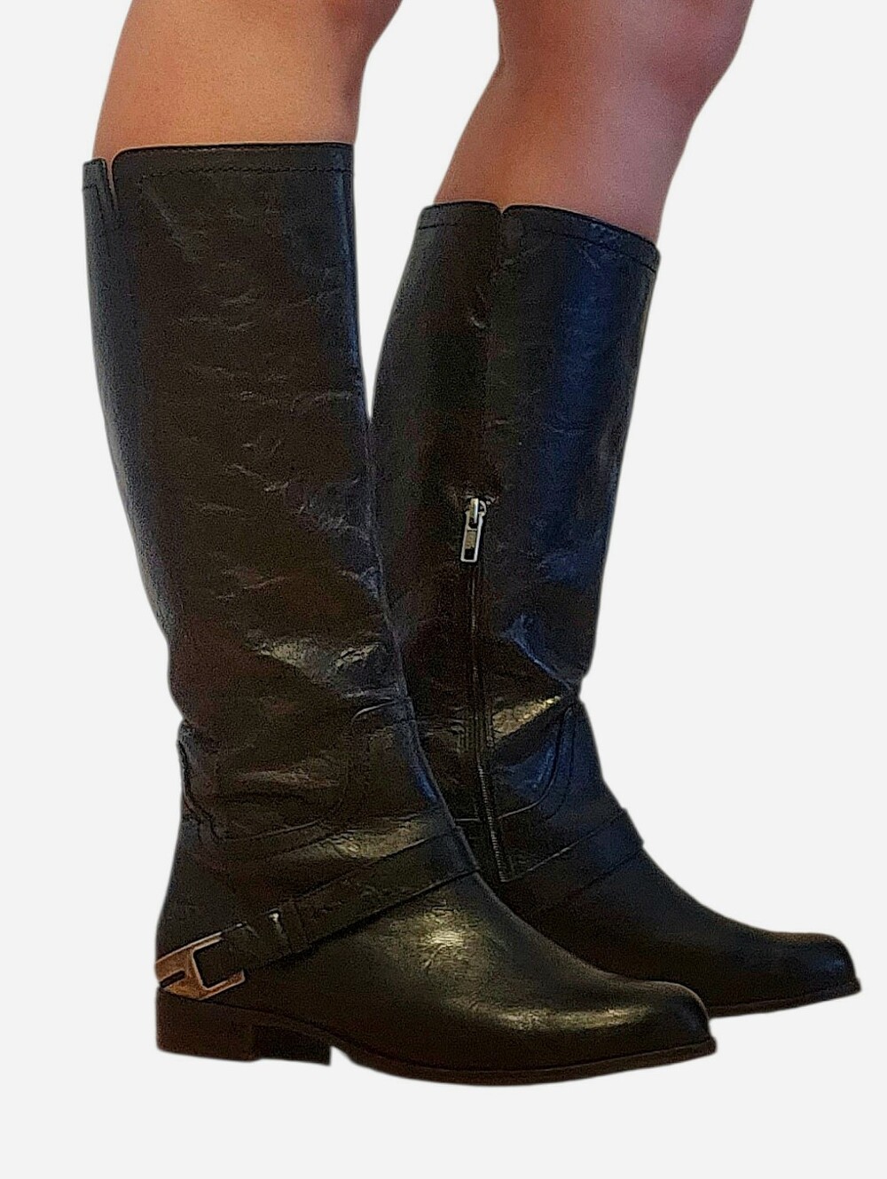 Ugg Channing Tall Black Crackled Leather Boots sz.7